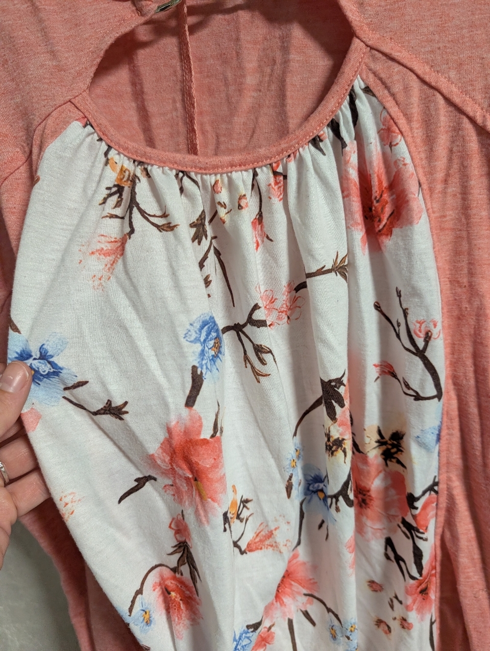 Floral Tunic Top 3xl Pink Coral Cottagecore Boho Festival Keyhole Fairy - Picture 10 of 10